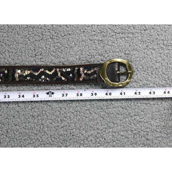 Lucky Brand Belt Medium Multicolor Sequins Leather Buckle Boho India - Picture 4 of 7